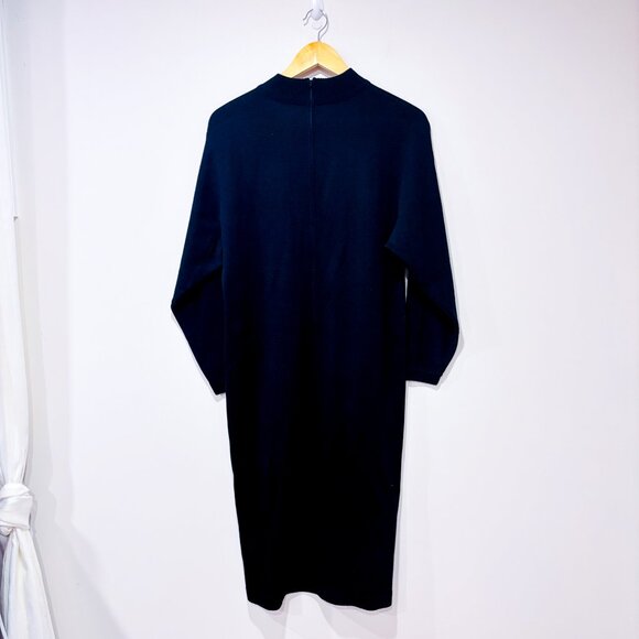 SPANNER Black Wool Knit Sweater Dress | Minimalist Vintage Cozy | Small * - Picture 2 of 9